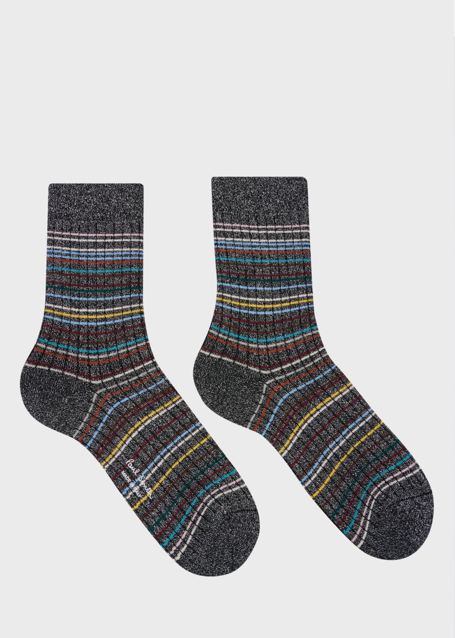 Unisex Stripe Middle Socks- Black