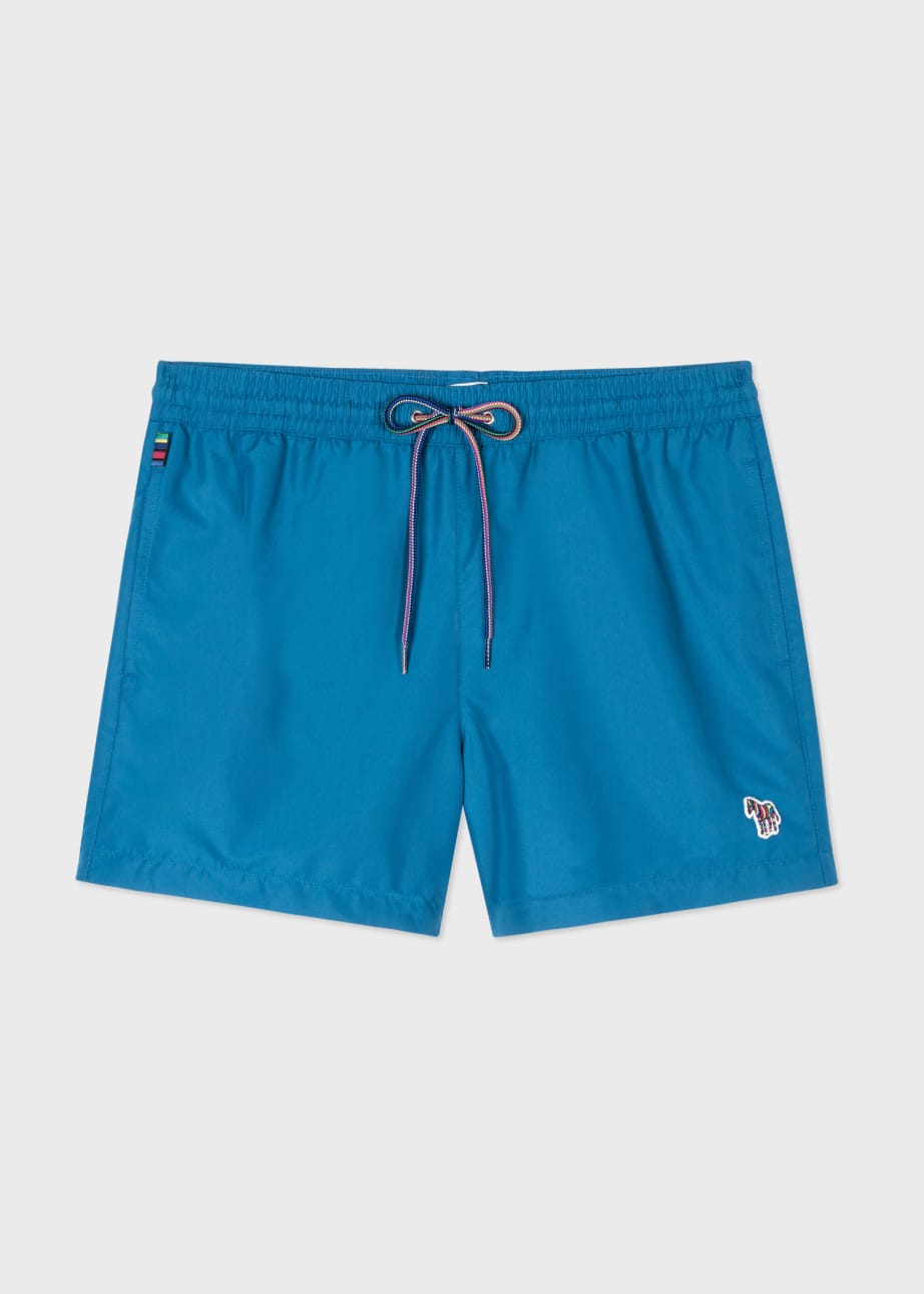 Men's Petrol Blue Zebra Logo Swim Shorts