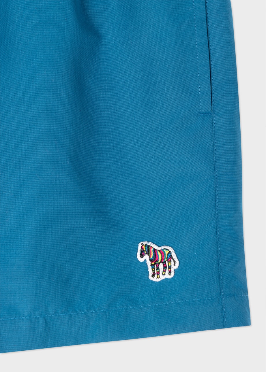 Men's Petrol Blue Zebra Logo Swim Shorts