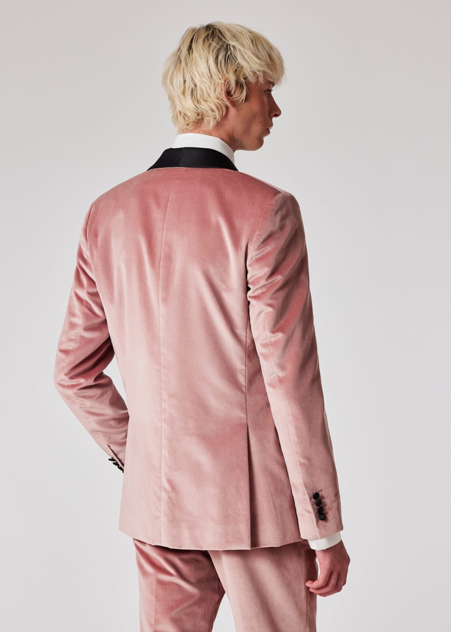 Model view - Tailored-Fit Dusty Pink Velvet Evening Blazer Paul Smith