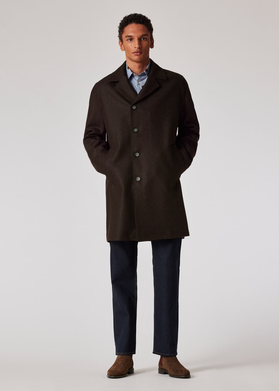 Model view - Dark Brown Wool Overcoat Paul Smith