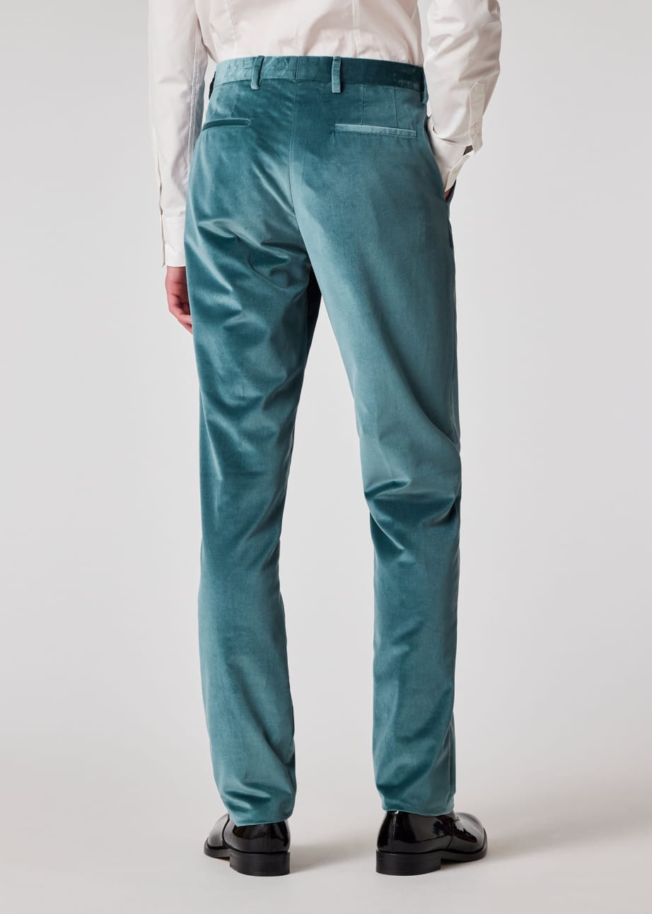 Model view - Slim-Fit Teal Velvet Trousers Paul Smith