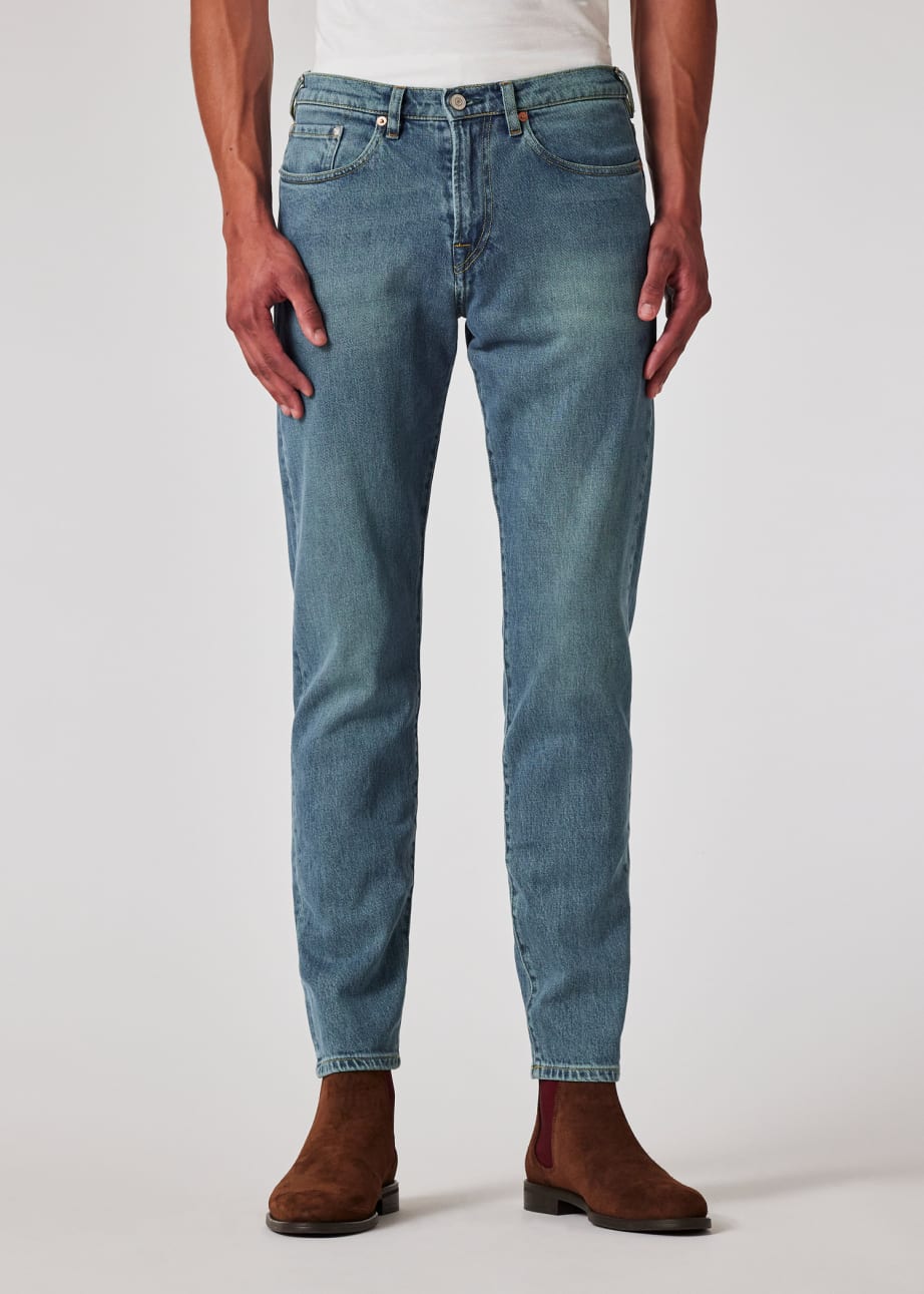 Model view - Tapered-Fit Antique Wash 'Organic Vintage Stretch' Jeans Paul Smith