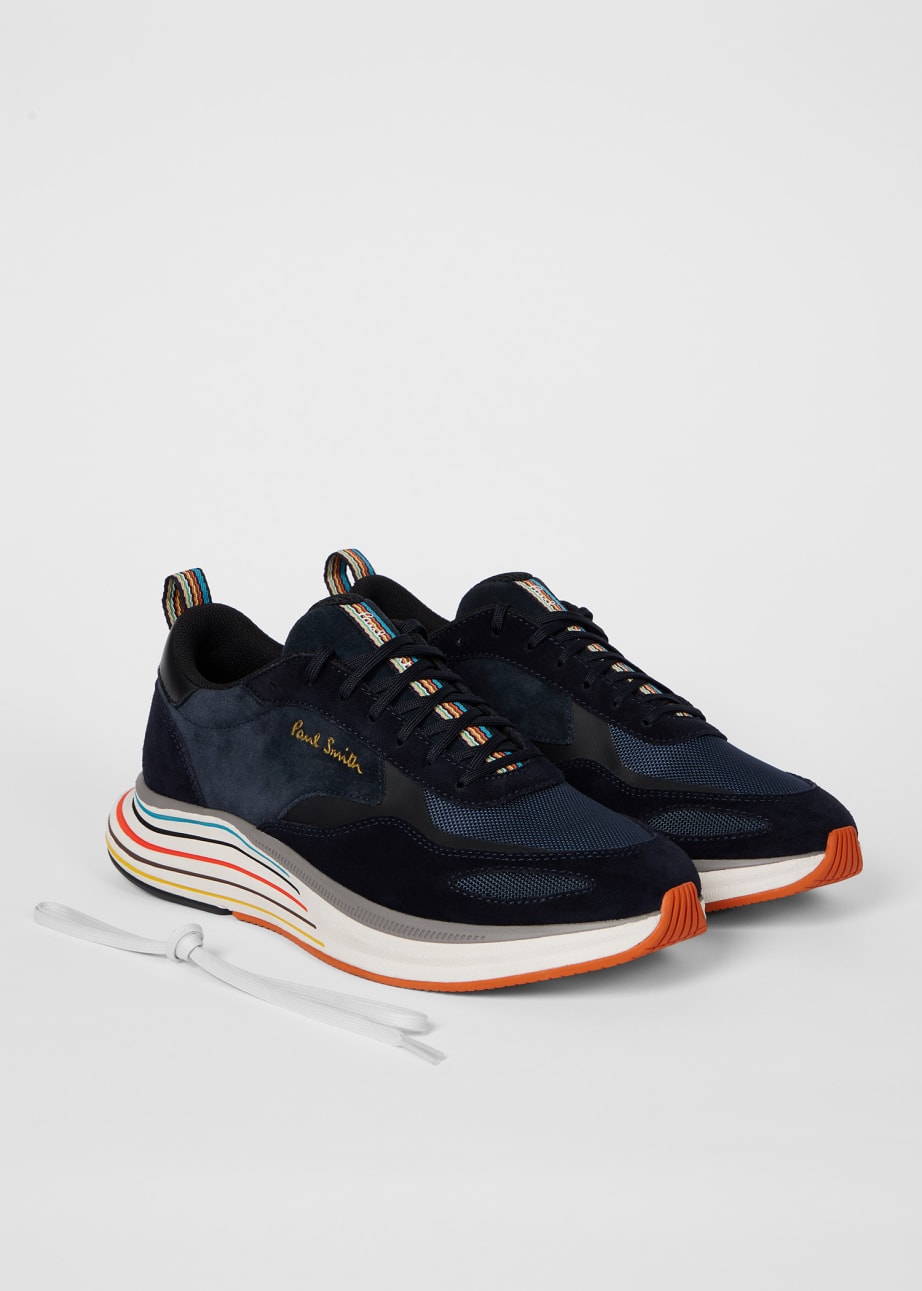 Product view - Navy Suede 'Koto' Trainers Paul Smith