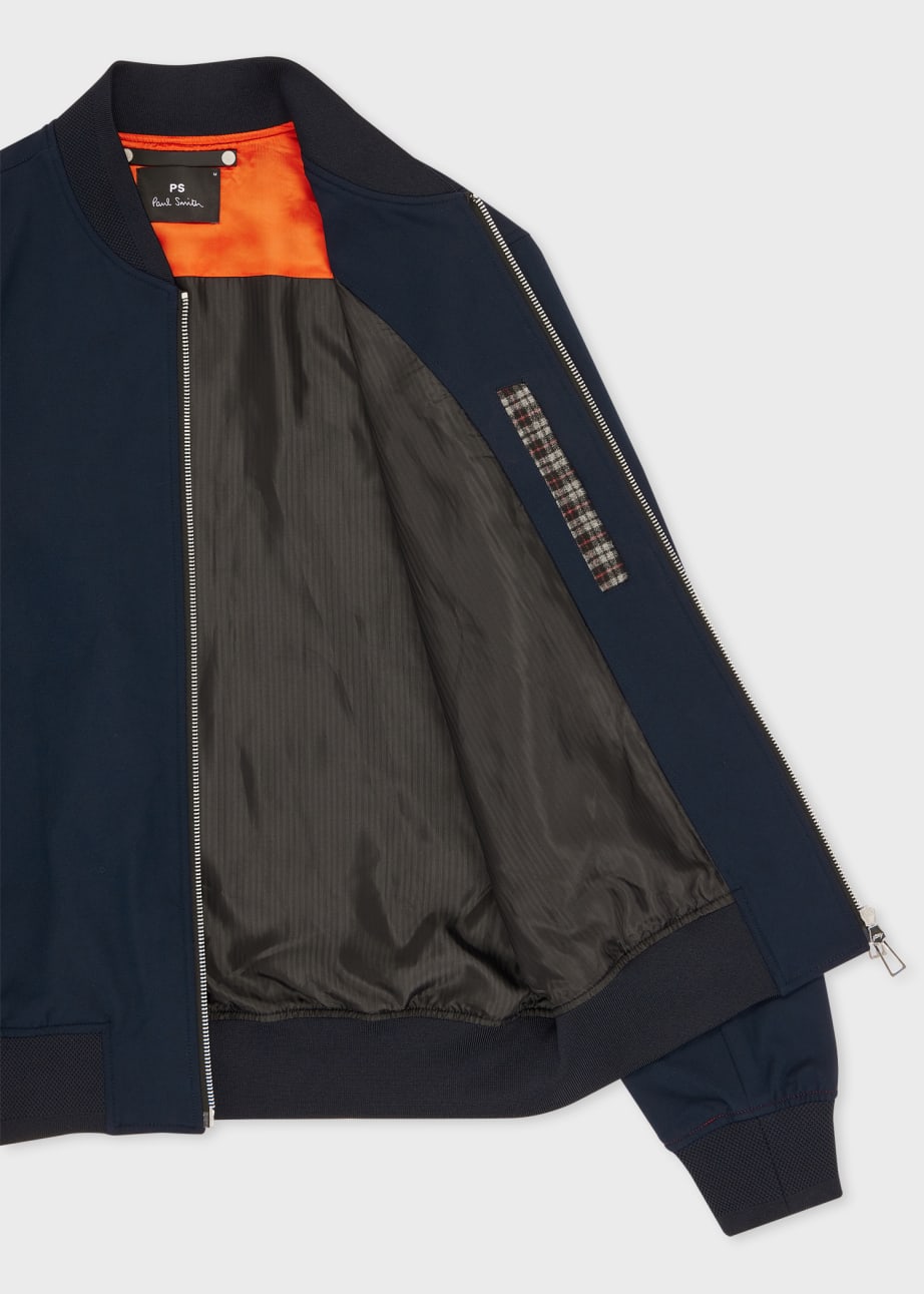 Detail View - Navy Zip Bomber Jacket Paul Smith