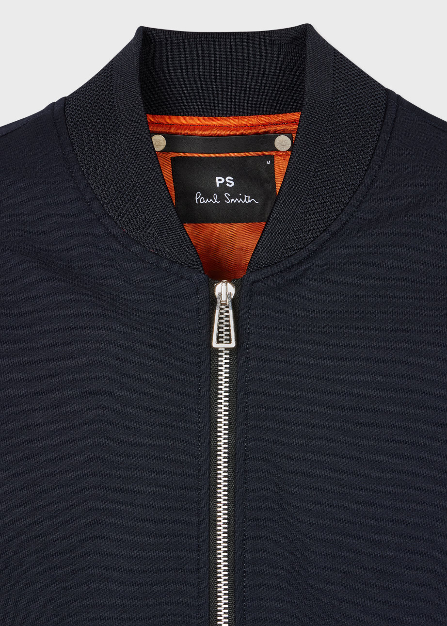 Detail View - Navy Zip Bomber Jacket Paul Smith