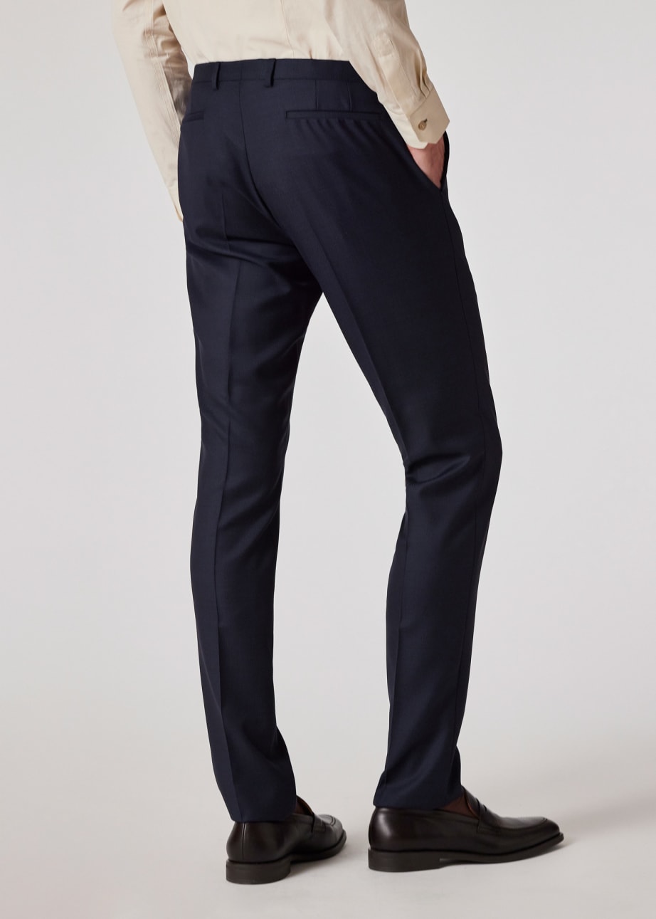 Model View - The Kensington - Slim-Fit Dark Navy Pin Dot Wool Suit Paul Smith