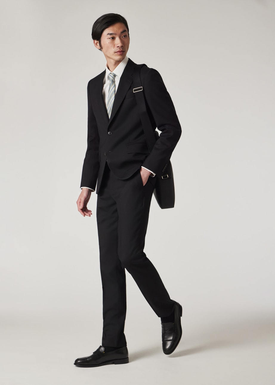 Model View - The Soho - Tailored-Fit Black Wool 'A Suit To Travel In' Paul Smith