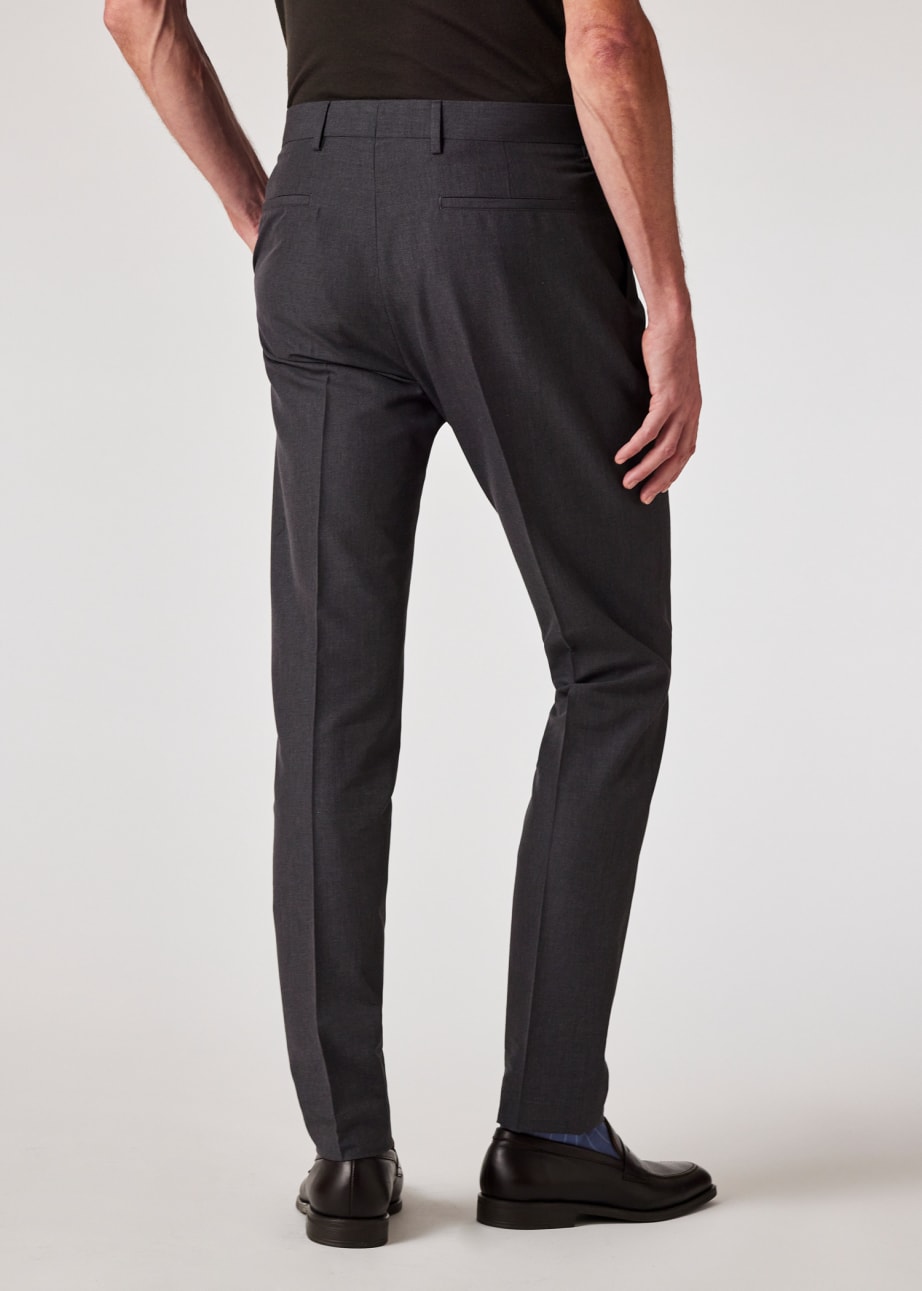 Model view - Tapered-Fit Dark Grey Wool-Cotton Pleated Trousers Paul Smith