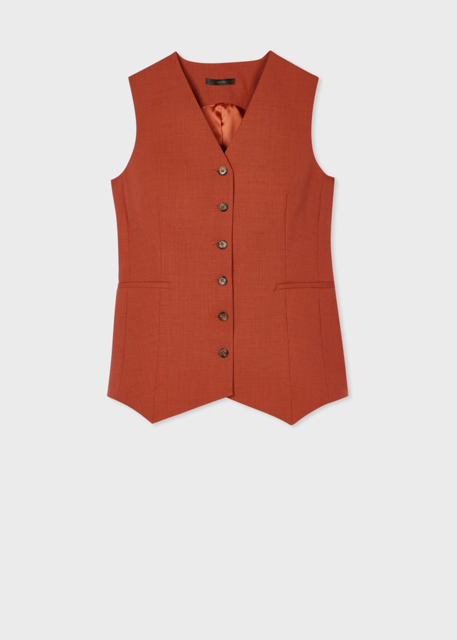 Front view - Women's Terracotta Overdyed Wool Waistcoat Paul Smith