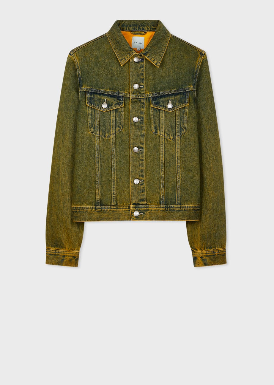 Men s Green Overdyed Denim Trucker Jacket