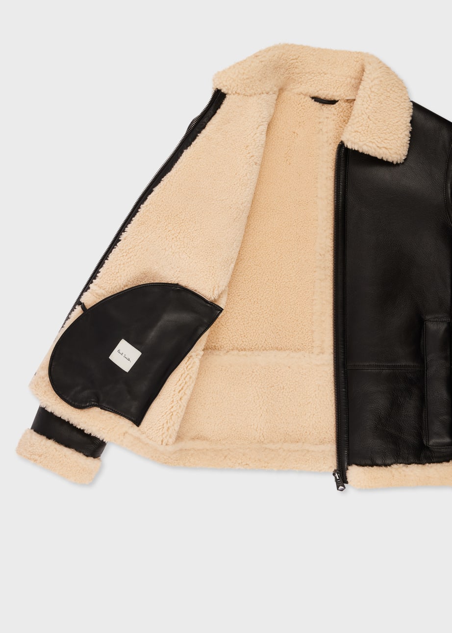 Detail View - Women's Black Shearling Jacket Paul Smith