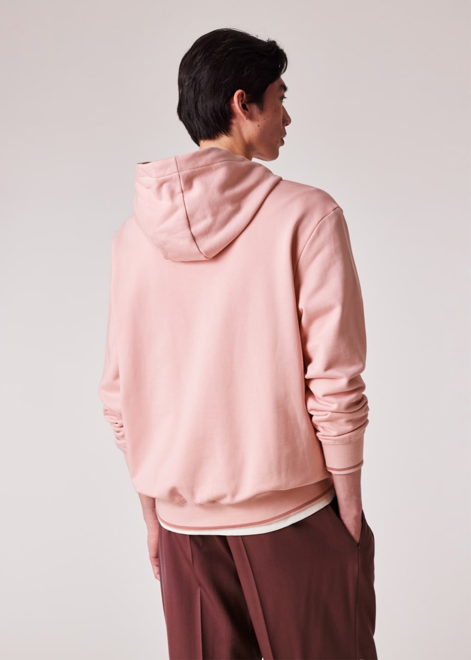 Model view - Pink 'Shadow Logo' Cotton Hoodie Paul Smith