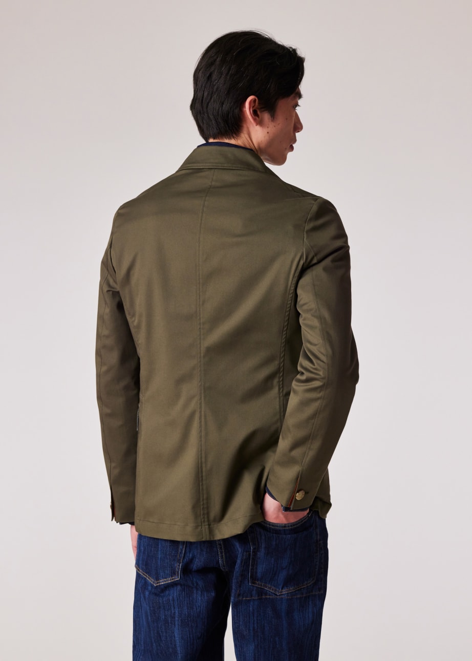 Model view - Slate Khaki Fine Cotton-Twill Four Pocket Blazer Paul Smith