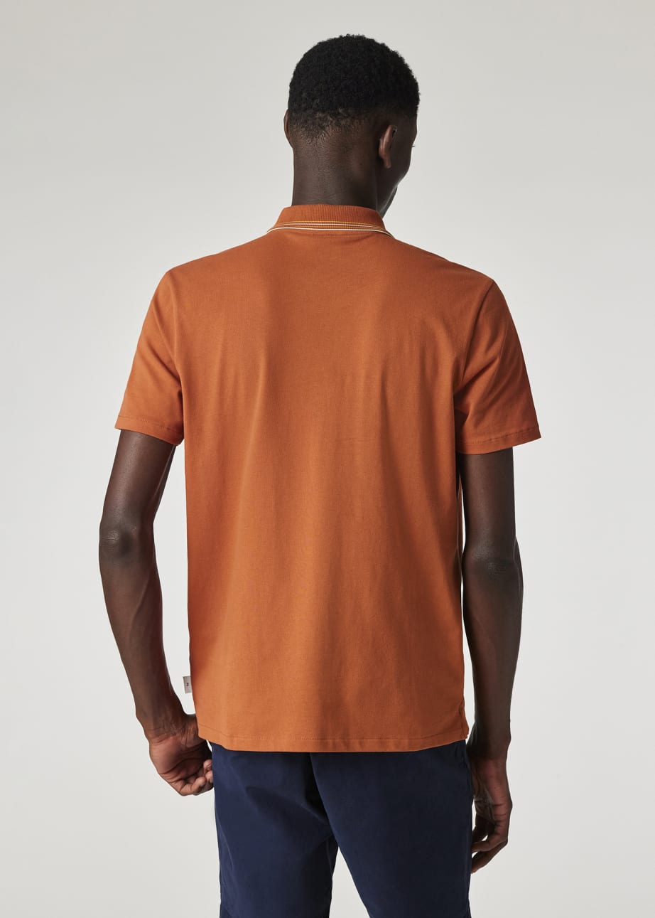 Polo Neck Sweater - Blue & Burnt Orange Stripe Knit - SD
