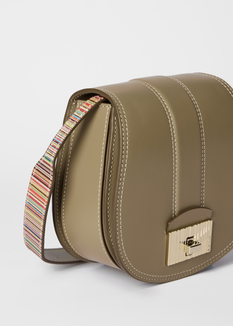 Women's Khaki Leather Tear Drop Bag
