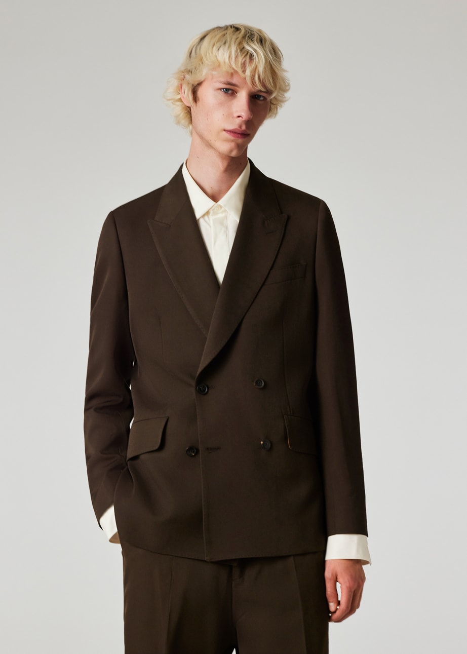 Model view - Brown Wool Gabardine Double-Breasted Blazer Paul Smith