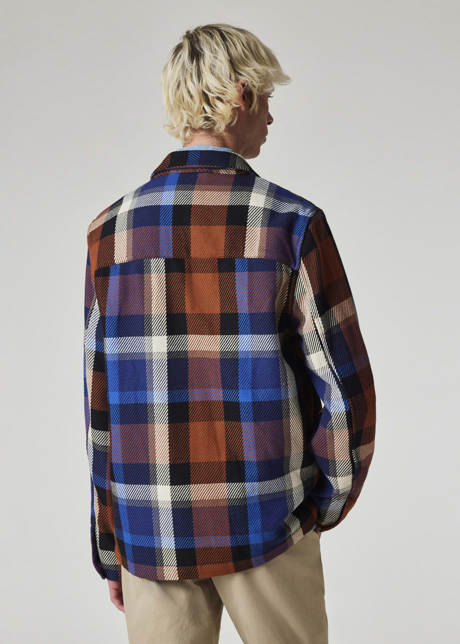 Model view - Blue Rust Check Cotton Shirt Jacket Paul Smith