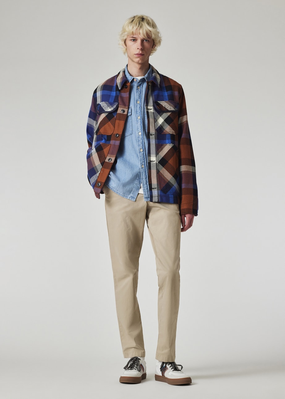 Model view - Blue Rust Check Cotton Shirt Jacket Paul Smith