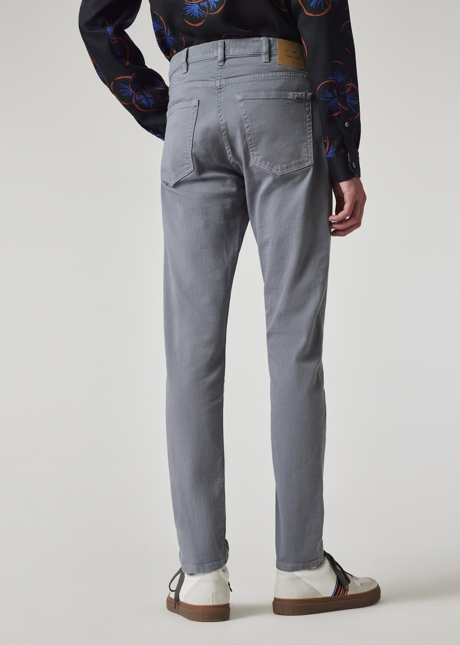 Model view - Tapered-Fit Mid Grey Garment-Dyed Organic Cotton-Stretch Jeans Paul Smith