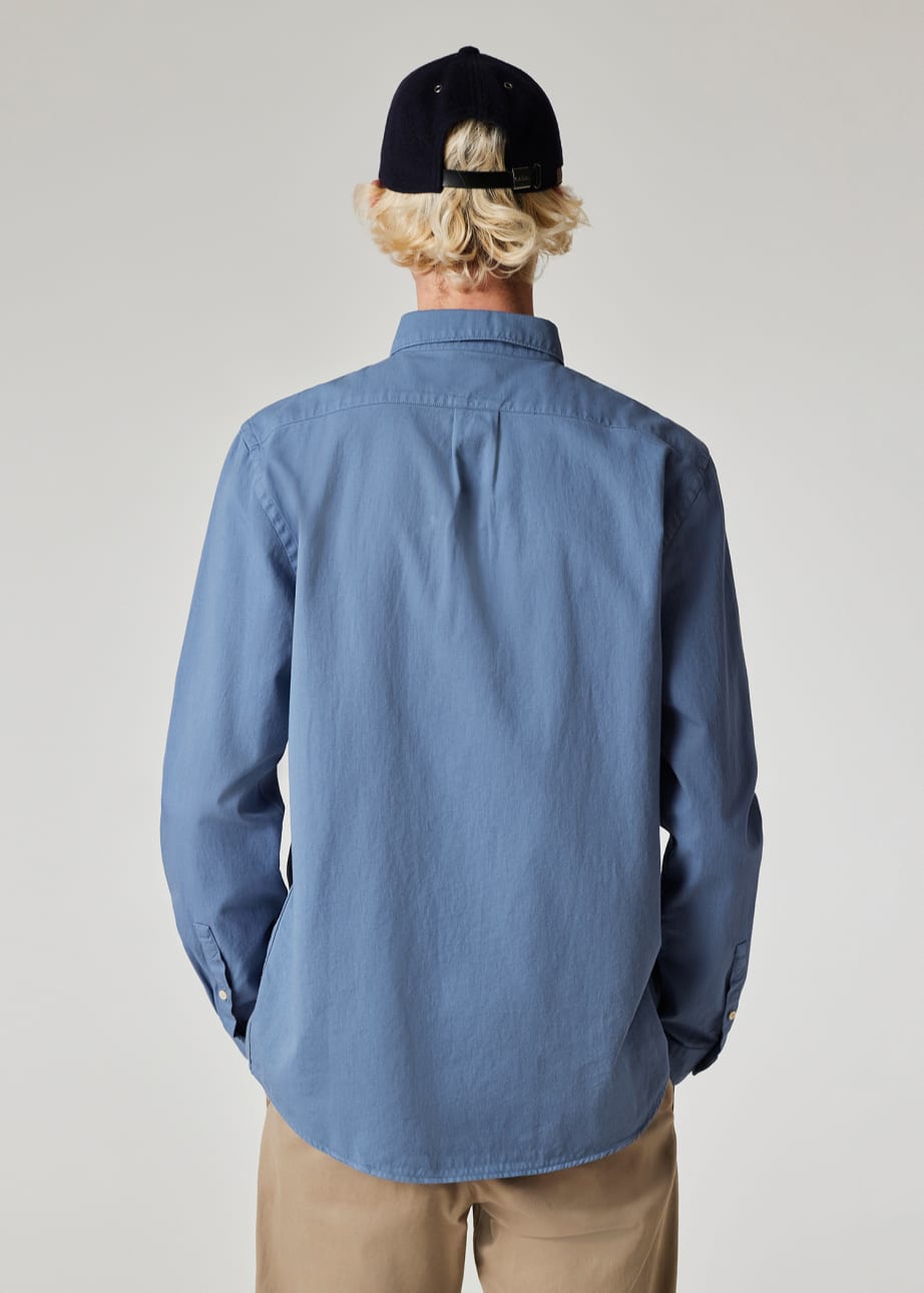 Men's Light Blue Organic Cotton Twill 'Broad Stripe Zebra' Shirt