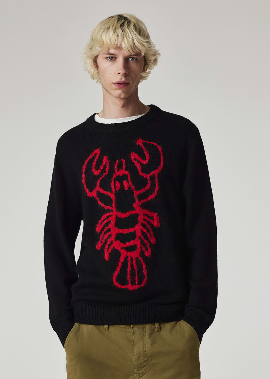 Model view - Black Wool-Blend 'Lobster' Sweater Paul Smith