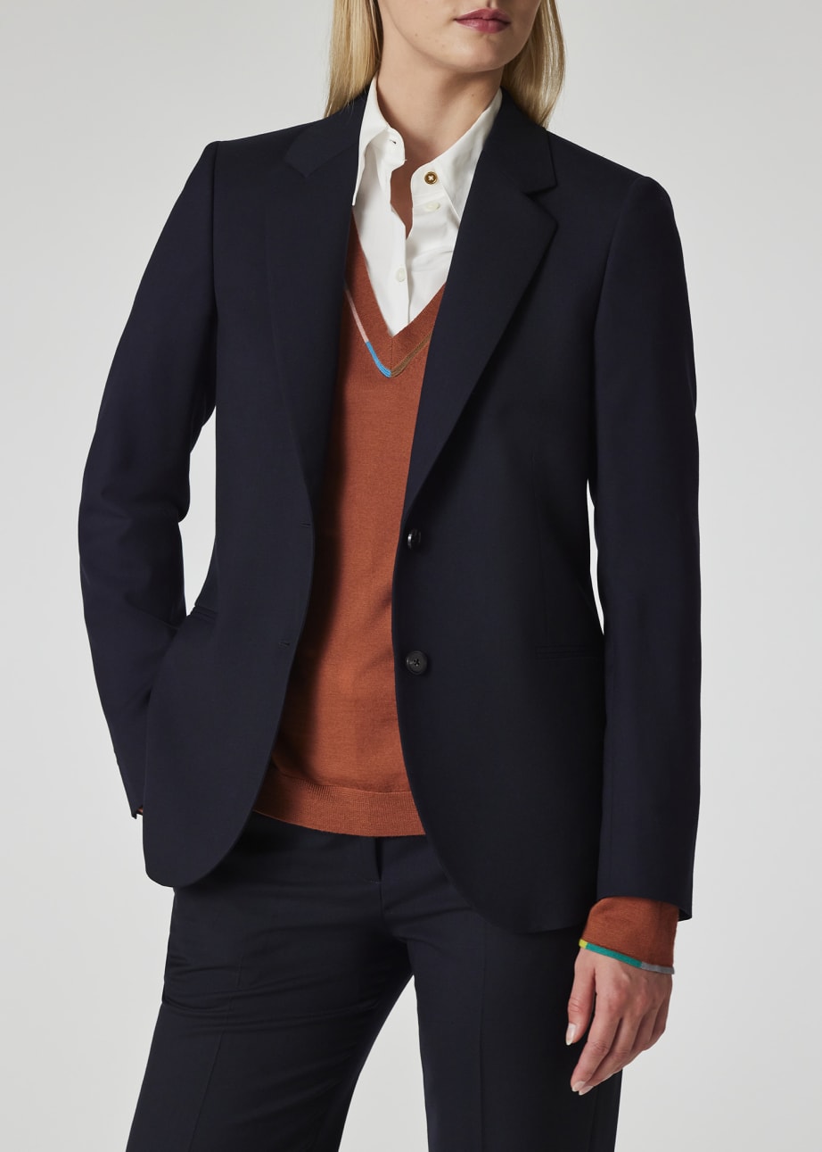 【おトク】 A Blazer Wool Two-Button Navy Women's - In Travel To Suit スーツ