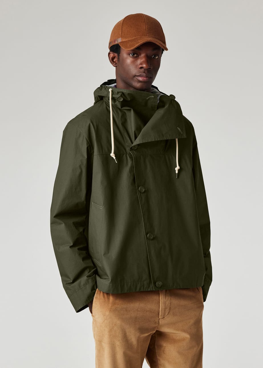 Model view - Green Cotton Ripstop Parka Paul Smith