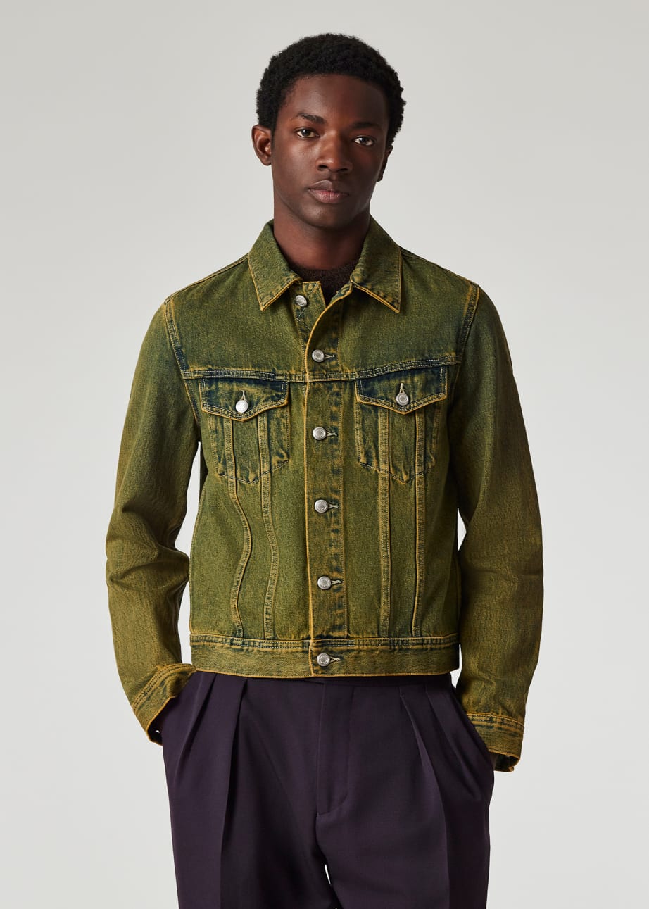 Green mens denim jacket discount
