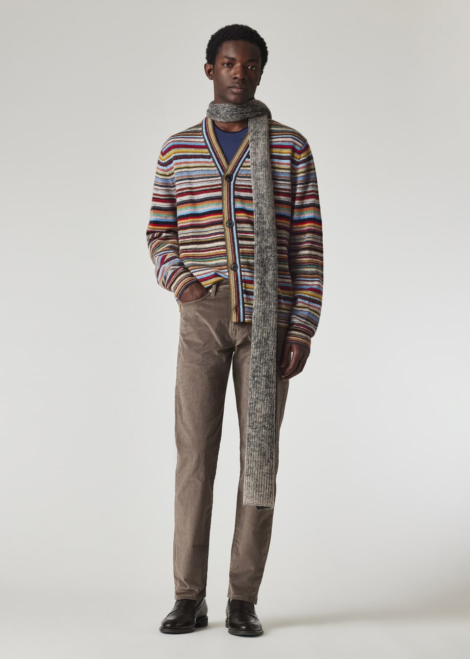 Model view - 'Signature Stripe' Wool-Mohair Cardigan Paul Smith