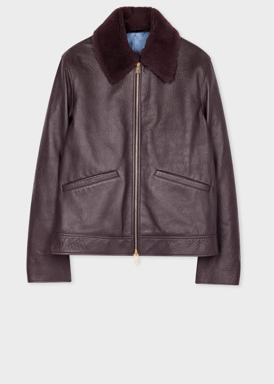 Product view - Dark Purple Grained Leather Jacket Paul Smith