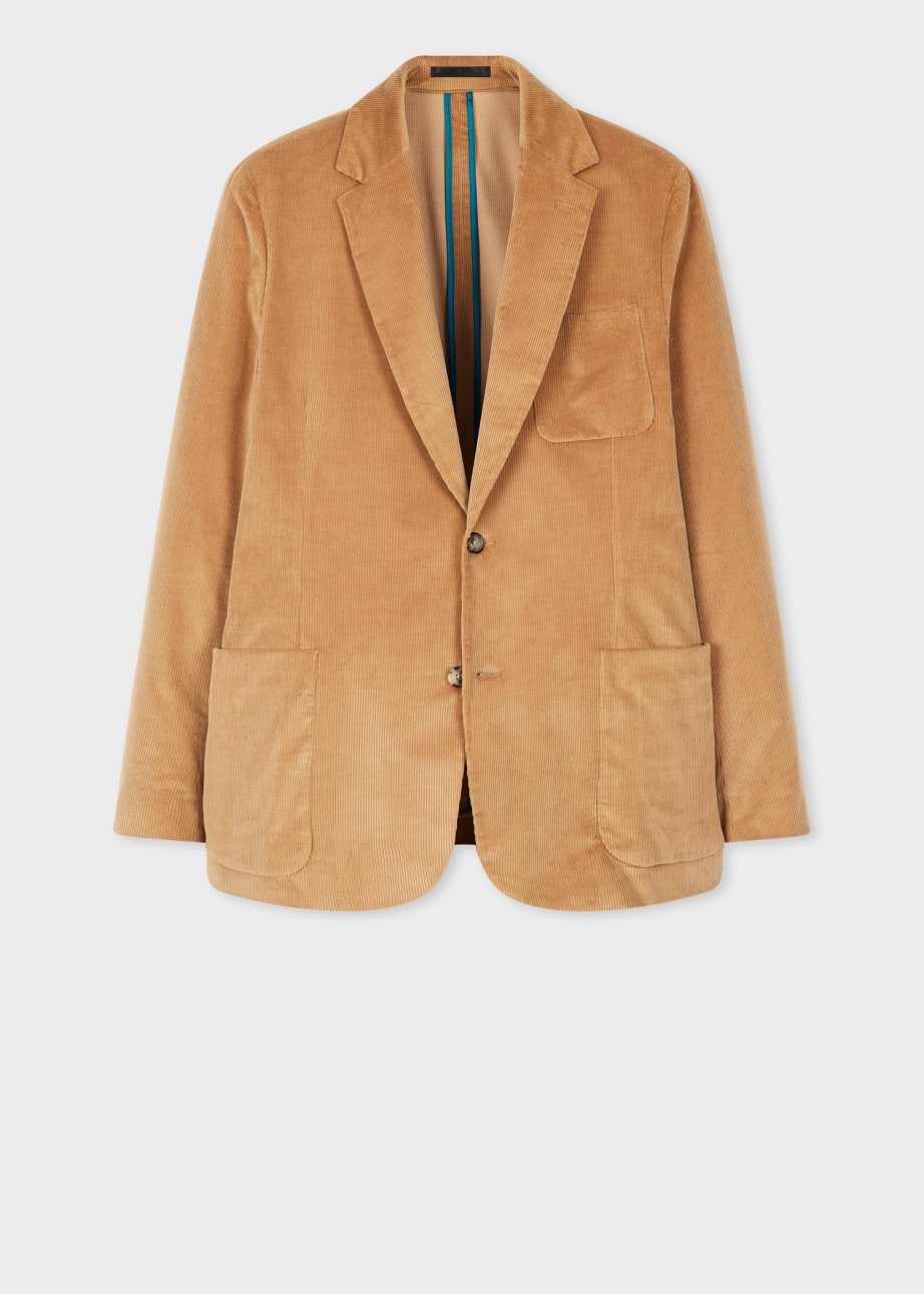 Front View - Tan Cotton-Blend Corduroy Unlined Blazer Paul Smith