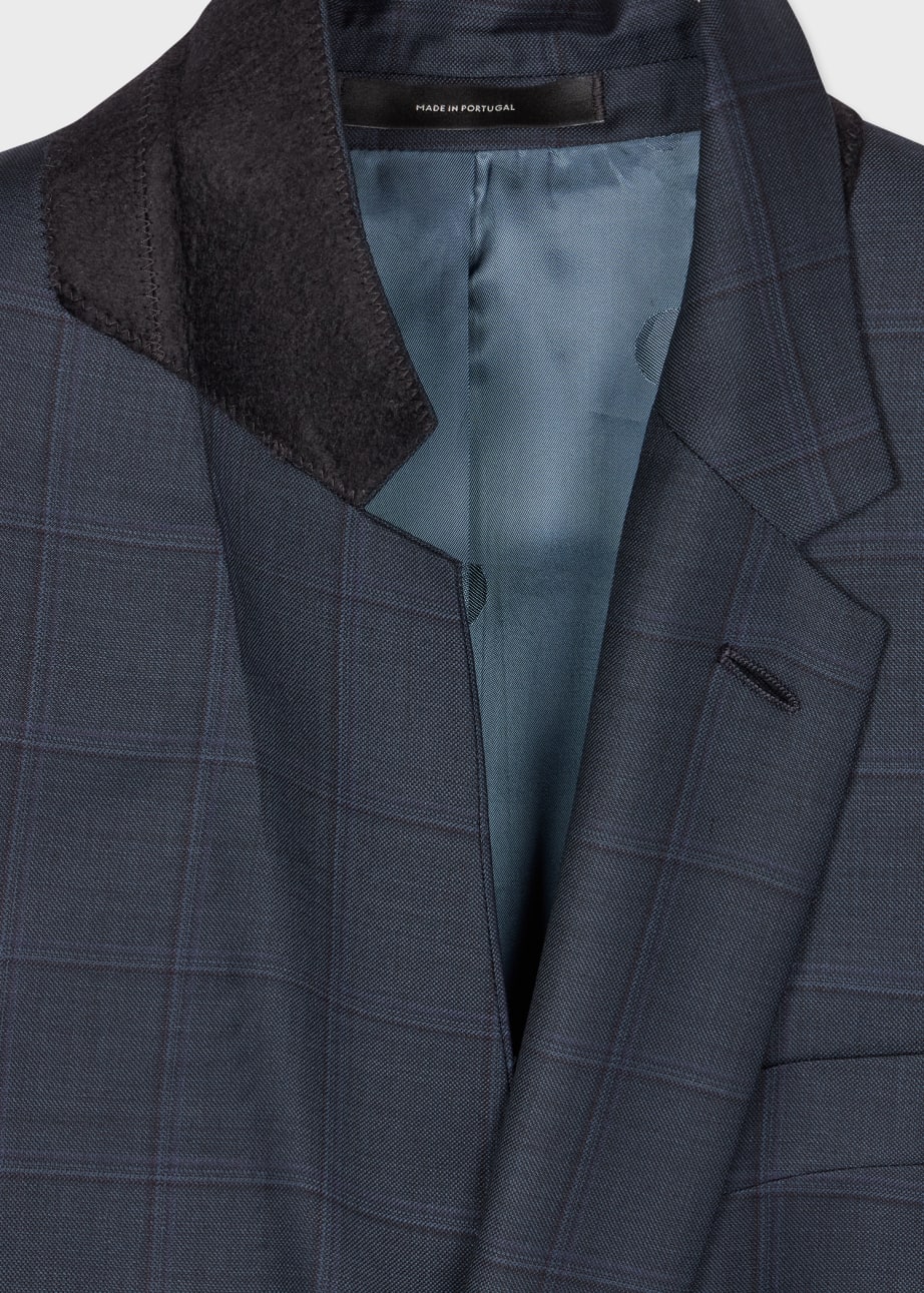The Soho - Tailored-Fit Slate Blue Check Wool Suit