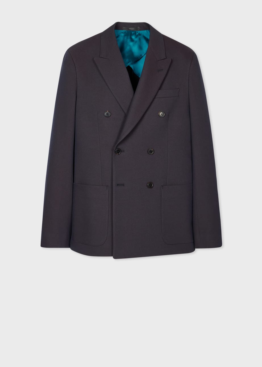 Paul Smith Navy Cotton and Wool Blend Twill Double Breasted Blazer Size 38 48