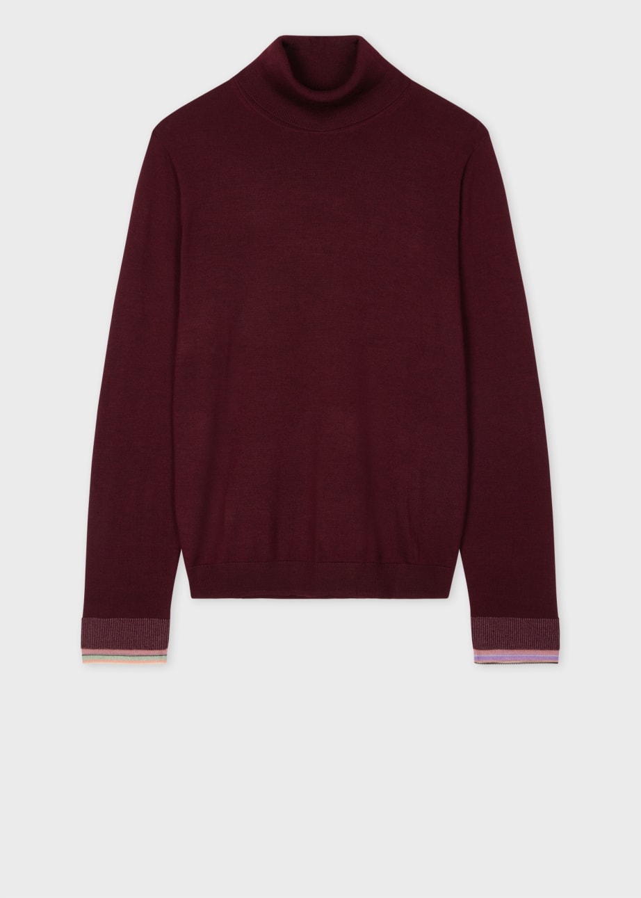 Burgundy roll neck jumper womens store