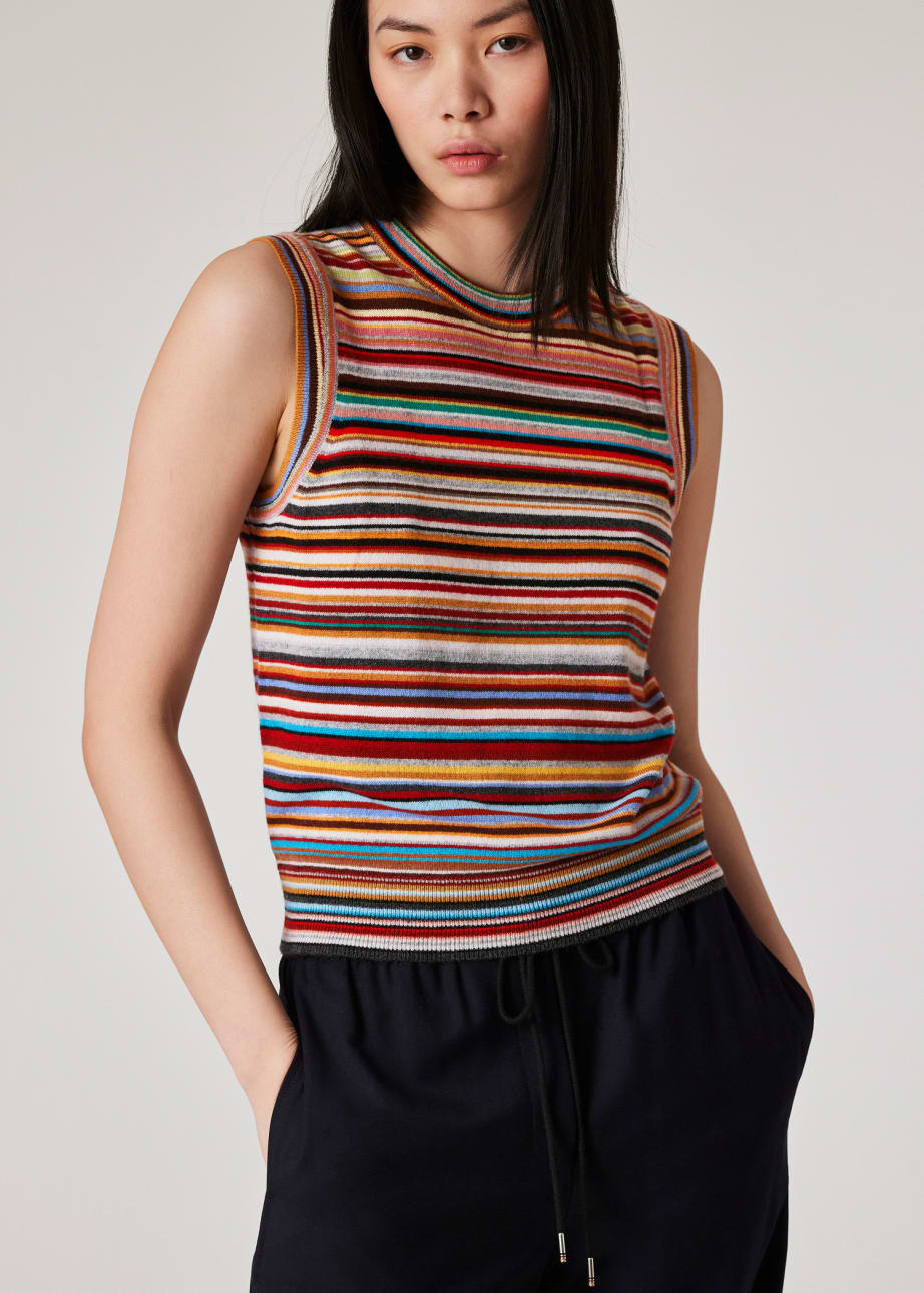 PS Paul Smith Women's Color Block Sweater Vest, Blue, Small