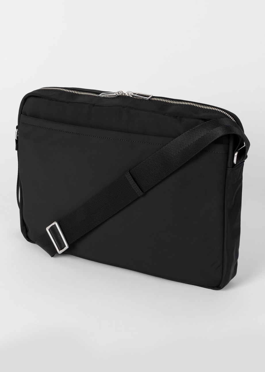 Black Recycled Polyester Zebra Messenger Bag