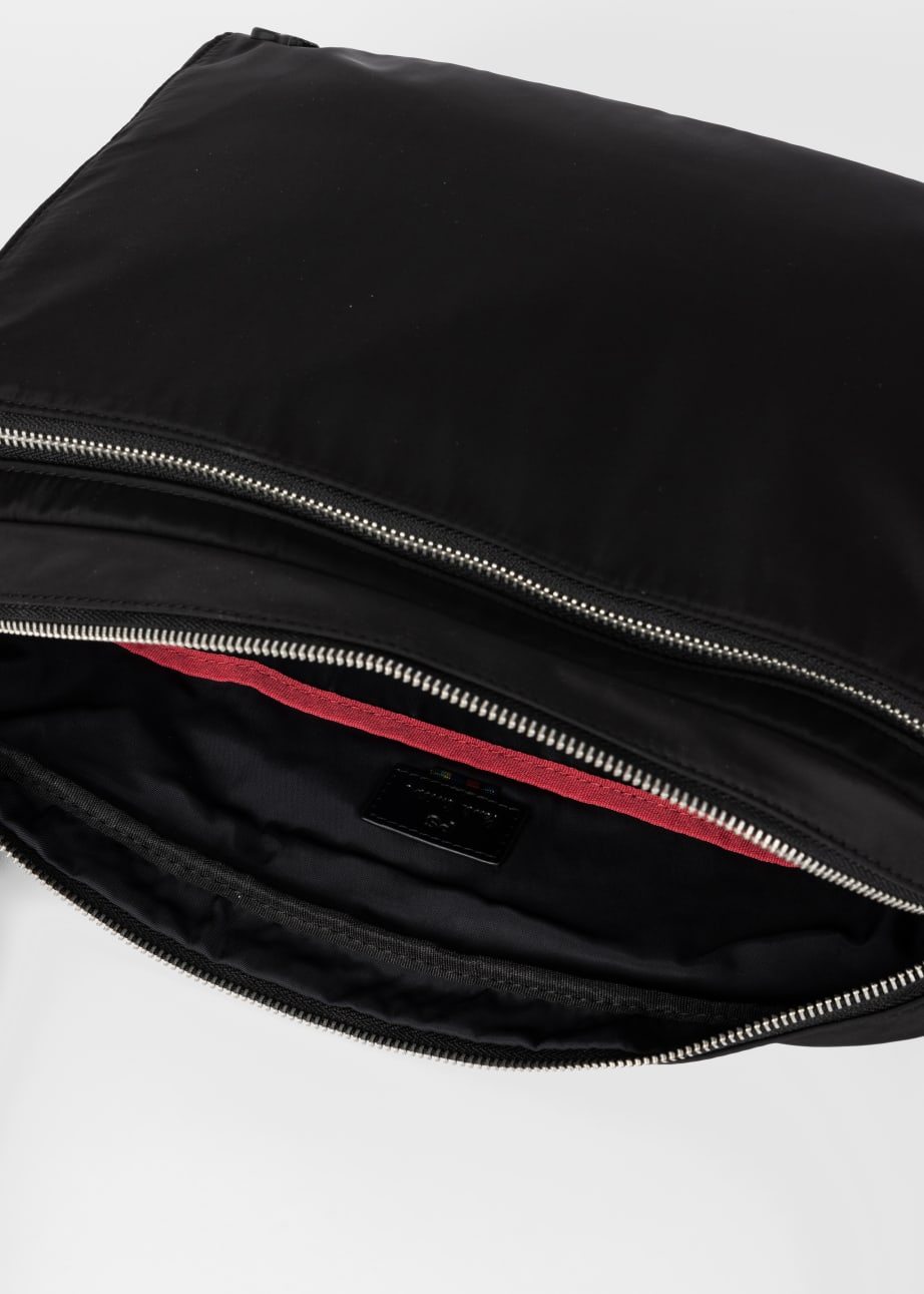 Black Recycled Polyester Zebra Messenger Bag