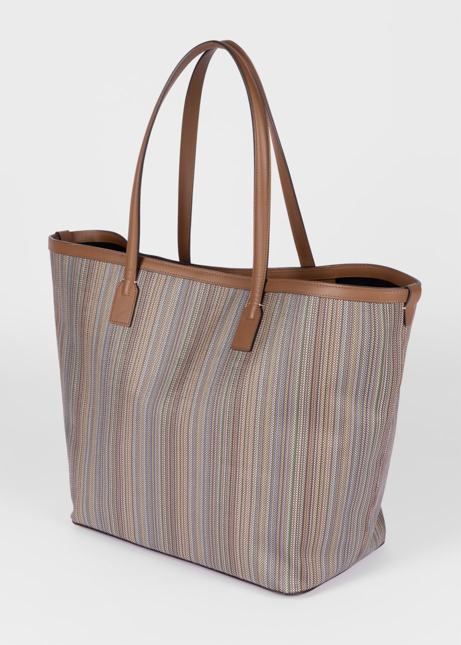 'Signature Stripe' Coated Canvas Tote Bag
