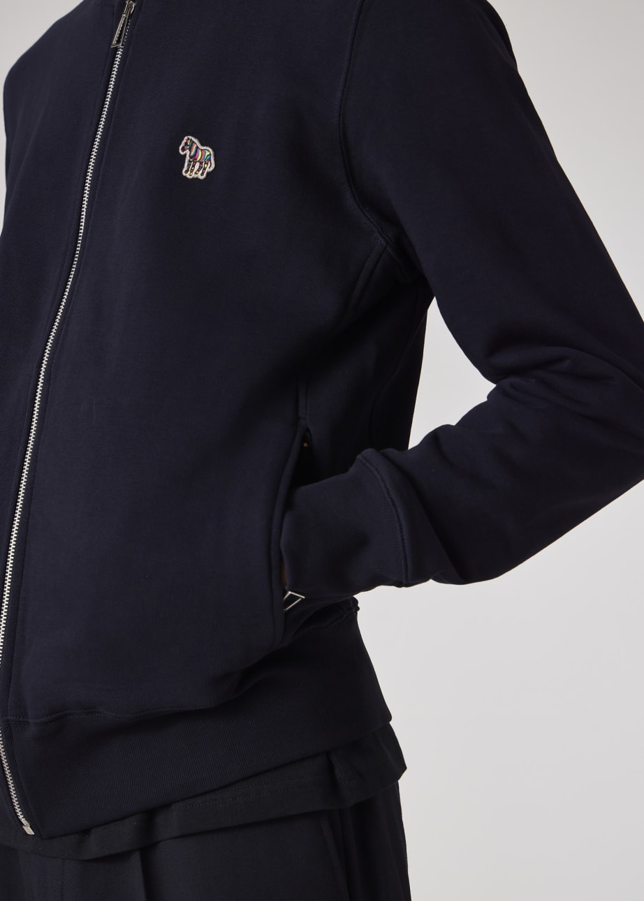 Navy 'Zebra' Logo Cotton Bomber Jacket Navy 'Zebra' Logo Cotton Bomber Jacket