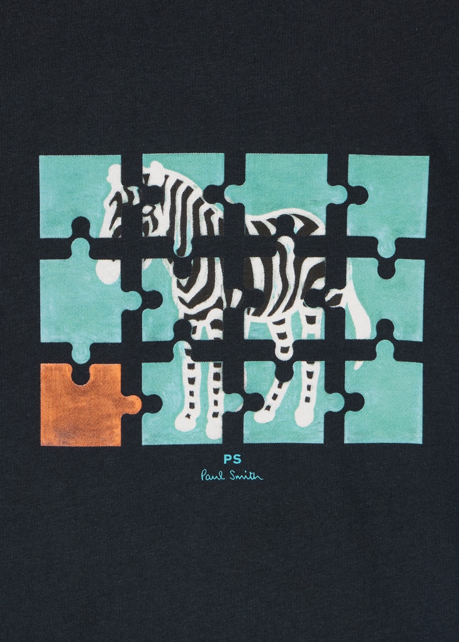 Men's Navy 'Zebra Jigsaw' Print TShirt