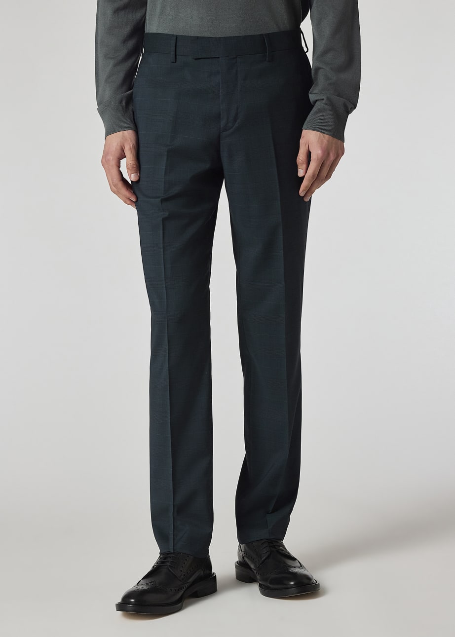 The Soho - Tailored-Fit Dark Green Check Wool Suit