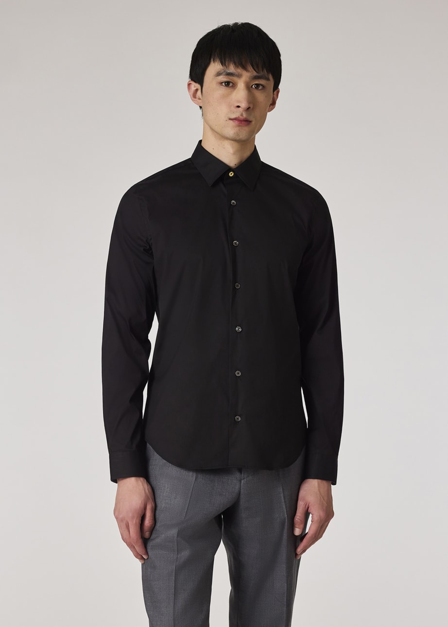 ●日本正規品● Shirt Black Slim-Fit Super With Lining Cuff Stripe' 'Artist トップス