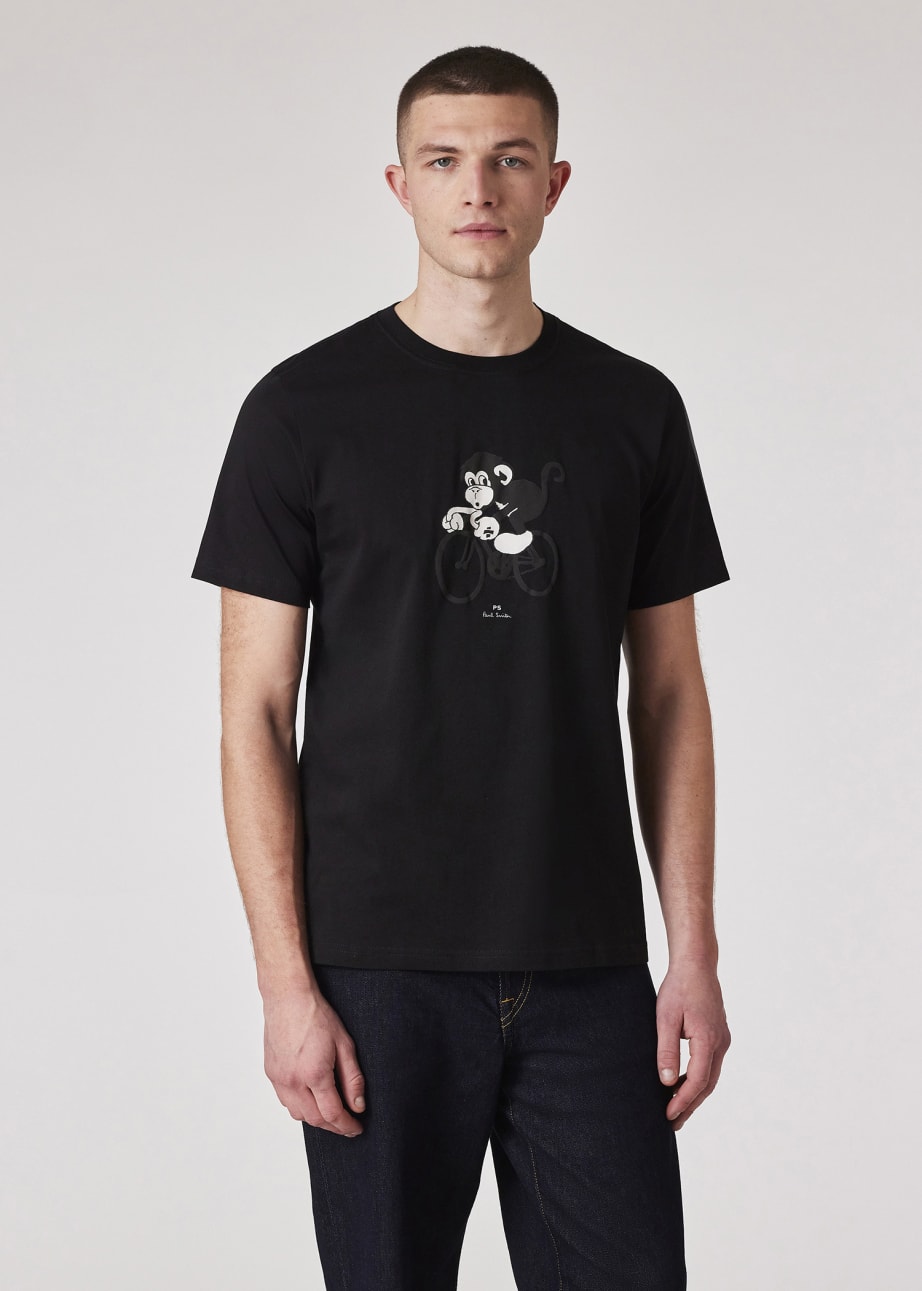 Men's Cotton 'Cycling Monkey' Print T-Shirt