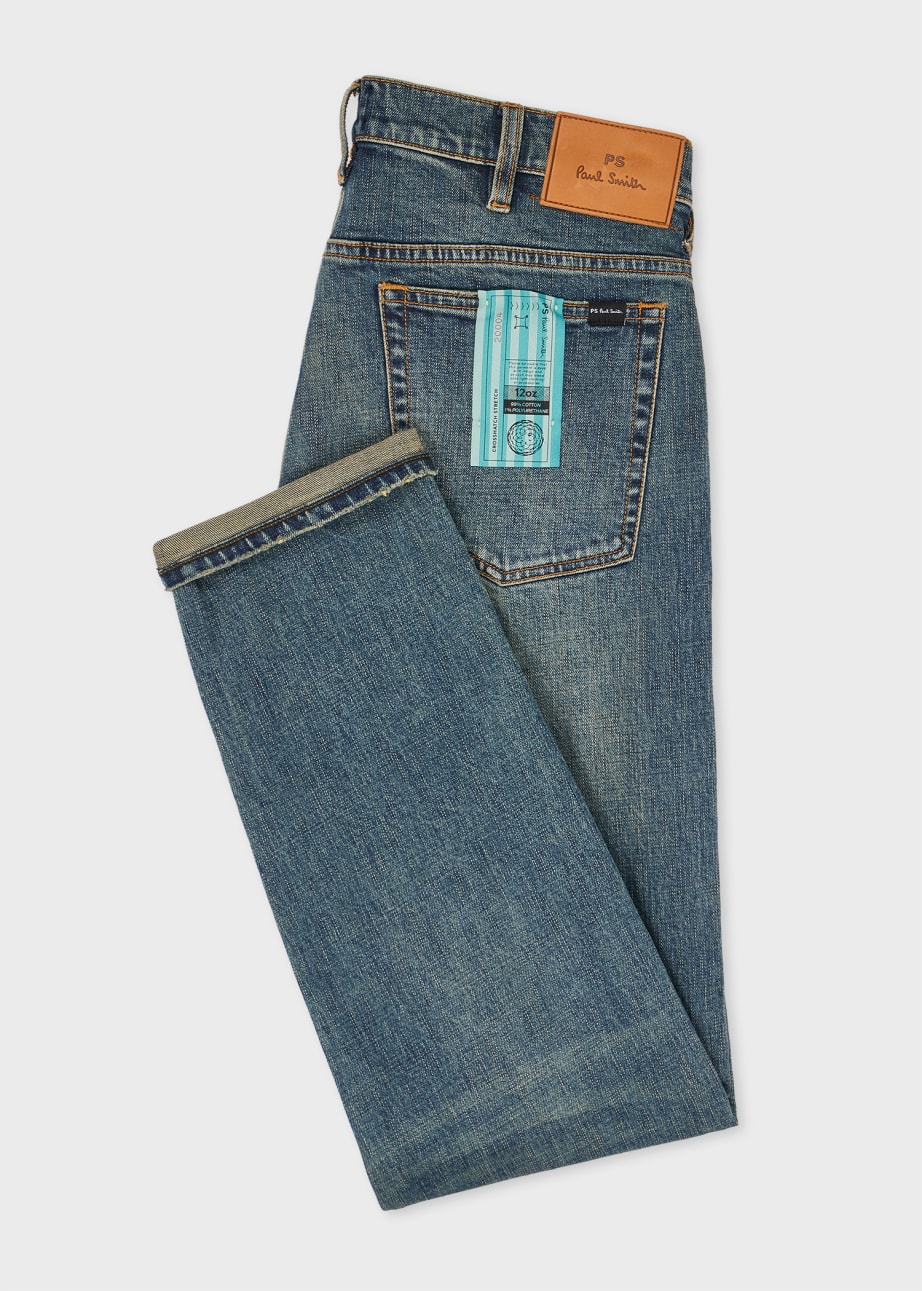 Vintage tapered-fit stretchable men's jeans