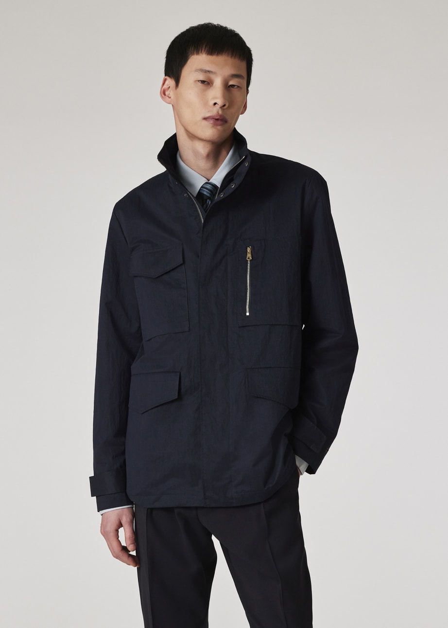 【人気沸騰】 Men's Navy Nylon-Blend Water Resistant Field Jacket ジャケット・アウター