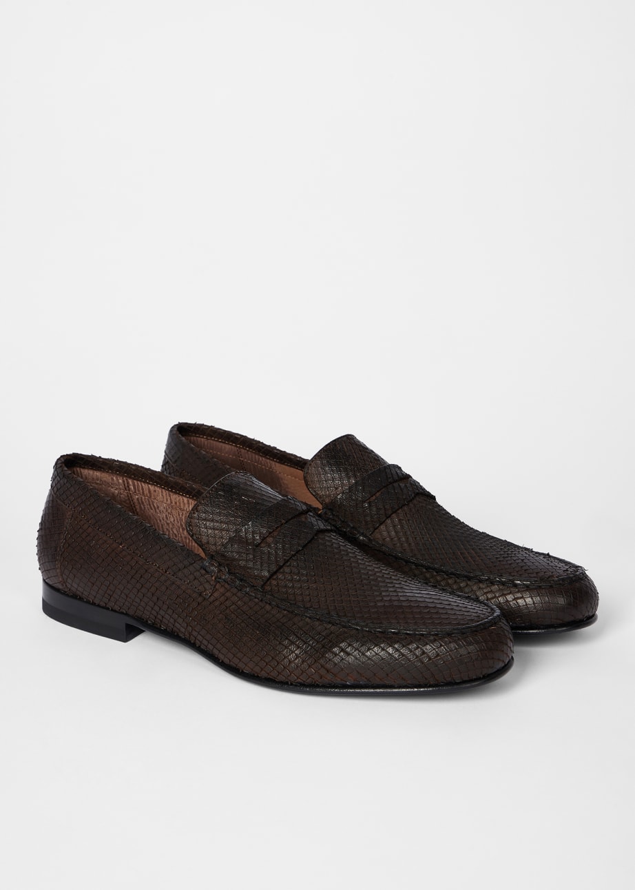Tresmode Ro Brown Men's Textured Leather Loafers main image 0
