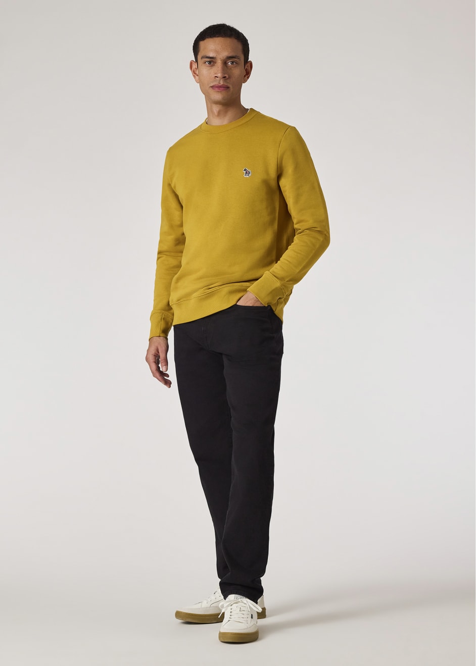 Men's Yellow Ochre Zebra Logo Organic Cotton Sweatshirt