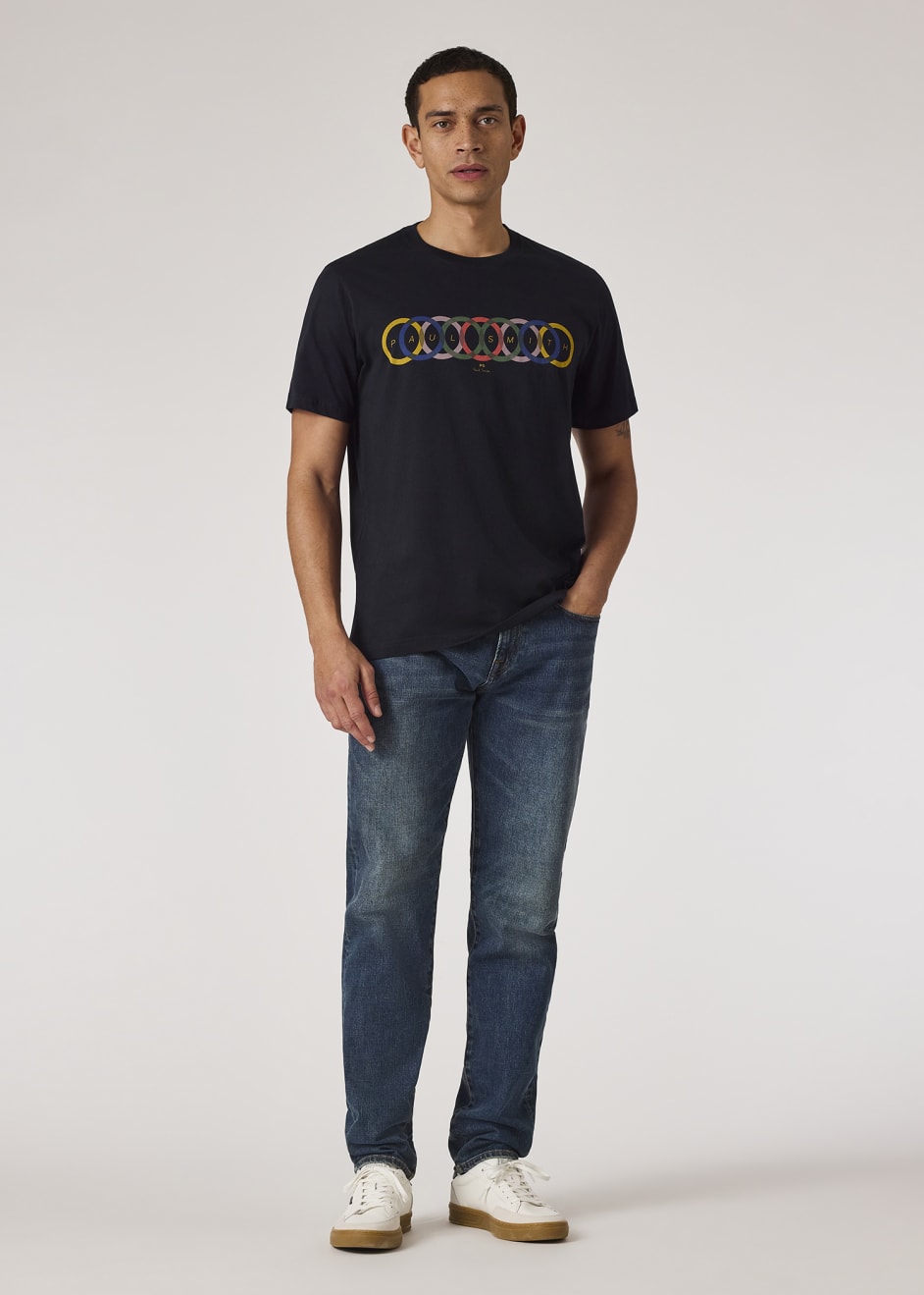 Men's Dark Navy 'Overlapping Circles' Print T-Shirt