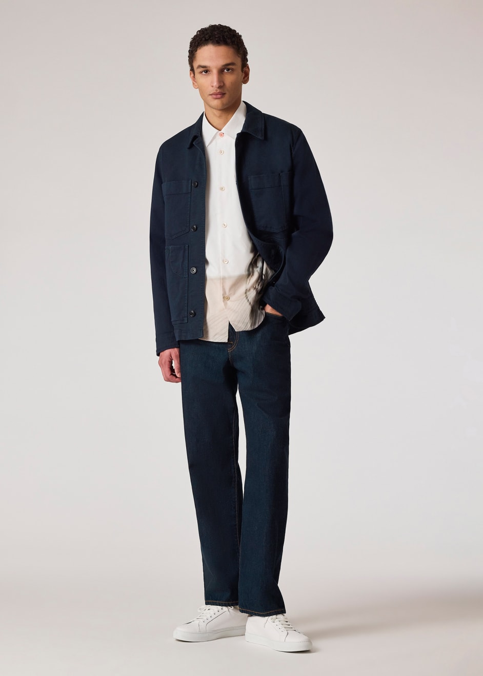 Men's Dark Navy Garment-Dyed Organic Cotton Work Jacket